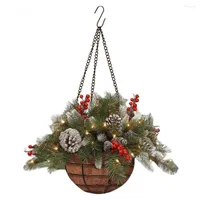 Decorative Flowers Christmas Ornaments Basket Wreath For Front Door Holiday Indoor And Outdoor Decoration Home Hanging Decor