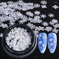 Nail Art Decorations 1 Bottle 100pcs For 2022 Year Winter White Snowflakes Christmas Nails Accessories Beauty Manicure