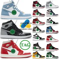 2023 Novos sapatos de basquete feminino masculino Jumpmans 1 Jordens 1s Green Pine Off UNC Sneakers Stage Haze Patent criado reverso Yello