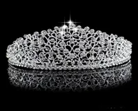 Sparkling Silver Big Wedding Diamante Pageant Tiaras Banda de cabelo Crowns de Crystal Bridal para noivas Capacitadas de j￳ias do concurso de baile de baile1508005