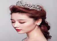 Askepott Luxury Empire Princess Crystal Rhinestone Wedding Crown Wedding Veils Shiny Bridal Jewelry Tiaras and Hair Accessories7572953