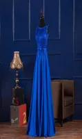 Woman Evening Dresses Scoop Neck Lace Up Satin Long Royal Blue Burgundy Floor Length Formal Bridesmaid Dress Maxi Dresses Vestidos4669615
