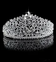 Sparkling Silver Big Wedding Diamante Pageant Tiaras Band Courcons Crystal Couronnes pour les mari￩es Prom Pageant Hair Jewelry Headpiece2875882