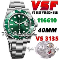 2022 V3 SV116610 3135 VSA3135 Homens automáticos Relógio de 40 mm de fábrica limpa Cerâmica Bolecendo verde Dial SS 904L Bracelete de aço inoxidável M316Q