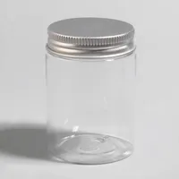 Lagerflaschen 2PCS Aluminiumbehälter Clear Canister 100/120/150 ml Transparente Reiseflasche Plastikgläser für Schmuck Make -up