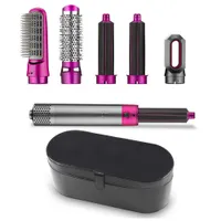 5 in 1 Brand New Automatic Curling Iron Air Hair Brush Complete Styler for Multiple Hair Types and Styles Fuchsia