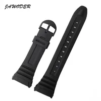 JAWODER Watchband 28mm Black Silicone Rubber Watch Band Strap Pin Buckle Replace Electronic for Casio W-96h Sports Watch Straps213w