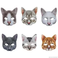 Party Masks Unisex Cute Half Face Cat Role Play Costume Prop Animal Carnival with Elastic Strap for Halloween Dropship 221202