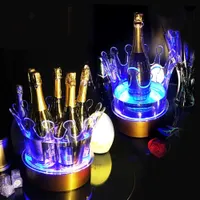 Crown Design Champagne Glace Bucket LED HEDDER BAR BAR BAR CONTENURE DU CONTENURE ￀ VIN ACRYLIQU