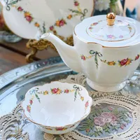 Dishes Plates Emerald Green Ribbon Rose Petal bone china cup plate dessert plate afternoon tea set 221202