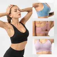 Yoga Outfit Sexy Mesh Crop Top Bras For Women Backless Bra Large Women's Sport Underwear Tops Bralette Sports Woman Gym Tank