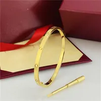 High Quality Designer Design Men's and Women's Bangle Stainless Steel Couple Bracelets Classic Jewelry Valentine's 257f