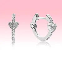 Pave Love Heart Hoop Earrings Women Wedding Jewelry with Original box set for Pandora 925 Silver CZ Diamond Earring7666094