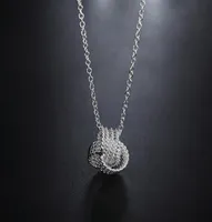 Sterling Silver Fashion Jewelry 18 Inches Charm Weave Ball Pendant Necklace For Women Wedding Birthday Gifts Chains6848049