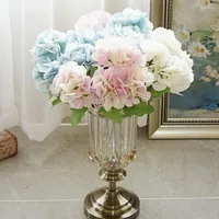 Decorative Flowers 5 Head Hydrangea Simulation Flower White Silk DIY Bouquet Blue Wedding Home Holiday Party Decoration