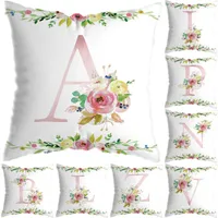 Pillow Case Fashion Name Letters A-Z Flowers Covers Cushion Cover Home Decoration Beautiful