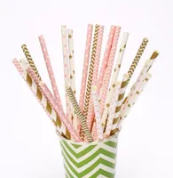 100 pieceslot Pink Gold Paper Straws For Wedding Table Decor Cake Lollipop Sticks9570800