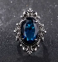 Big Peacock Blue Sapphire Rings for Women Men Vintage Real Silver 925 Jewelry Ring Anniversary Party Gifts8548151