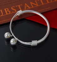 Factory direct whole 925 sterling silver bangle bracelets jingle bell fashion silver bracelet for women men 3379160