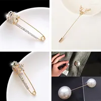 Brooches Fashion Simple Jewelry Size Two Imitation Pearls Brooch Pins For Woman Girls Temperament Cardigan Sweater Scarf Buckle