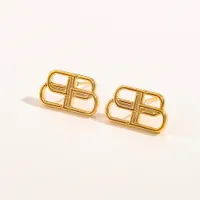 チャーム豪華なイヤリングデザインの女性のためのイヤリングイヤリングファッション本物の金の電気めっき文字イヤリングデザイナージュエリーエクサイターカップルアクセサリープレミアム