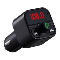 CARW5ハンズフリーコールワイヤレスBluetooth Car Kit In-Car FM Transmitter Radio Adapter MP3プレーヤーすべてのスマートフォンに互換性のあるデュアルUSBポート充電器