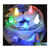 Nattljus LED Tea Light Candles Waterproof Christmas Floating Flameless Lamp BB For Wedding Birthday Party Decoration Drop Delive DH8CP