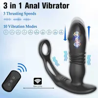 Sex Toy Massager Thrusting Prostate Massager 3 in 1 Anal Vibrator Stimulator Delay Ejaculation Lock Ring Butt Plug Dildos Toys for Men