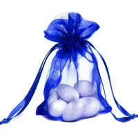 100pcs Blue Organza Sac d'emballage Sacs de bijoux Socle de mariage Sac cadeau de f￪te de No￫l 13 x 18 cm 5 x 7 pouces6773860