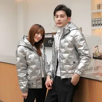 2022 Men's and women's Korean down jacket Slim stand collar cotton jacket Short youth Bright down jacket