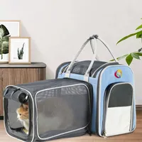 Cat Carriers Backpack Expandable Large Capacity Oxford Cloth Bag Outdoor Travel Carrying Breathable Mesh Collapsible