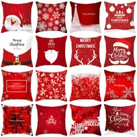 Pillow Case Printed Christmas Pillowcase Peach Skin Cushion Cover Santa Claus Snowman Merry Decoration