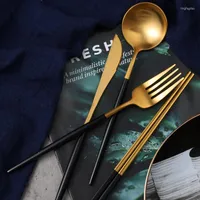 Dinnerware Sets Stainless Stee Cutlery Set Luxury Portable Rose Gold Steak Eco Friendly Vajilla Completa Kitchen Tableware DB60DC