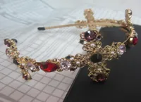 Fashion colorful crystal cross hairbands for women head jewelry 2017 gold headband crowns bridal tiara wedding hair accessories Bi4441417