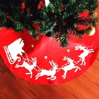 Christmas Decorations 100cm Non-Woven Tree Skirt Elk Snow Car Red Floor Cushion Cover Xmas Home Party Sofa Decor Accessories