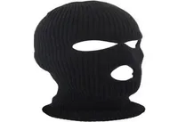 Full Face Cover Mask Three 3 Hole Balaclava Knit Hat Winter Stretch Snow Mask Beanie Hat Cap New Black Warm Face Masks1958653