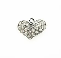 20pcs selling silver rhinestone crystal heart dangle charms DIY Bracelebangles Hanging Charms Floating charm Jewelry Accesso5280844