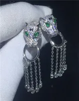 Vintage Leopard Tassels Drop Earring 925 sterling silver 5A Zircon Cz Party wedding Dangle Earrings for women Bridal Jewelry3188744