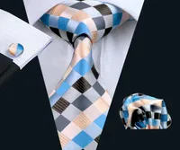 Classic Mix Color Plaid Necktie Set Hankerchief Cufflinks Jacquard Woven Mens tie Set Business Work Formal Meeting Leisure N02753598739