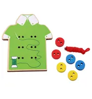 Kids Puzzles Wooden Toys Montessori Educational Toys Children Beads Lacing Board Sew On Buttons Toddler Early Teaching Aids3752132