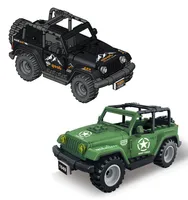 Siyah Yeşil Jeep Model Kiti Wrangler CRV City Rekreasyon Aracı Yoldan Askeri Kamyon Yapı Blonları Tuğla Oyuncak Boy8985371