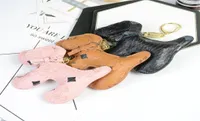 Cute Dog Design Grid Print Car Keychain Bag Pendant Charm Jewelry Flower Key Ring Holder for Women Men Fashion PU Leather Animal T3274025