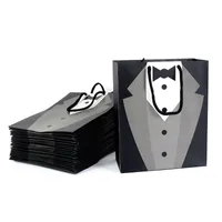 Gift Wrap 5pcs Tuxedo Groomsmen Paper Bags Pattern Carry Bag With Handles Wedding Bridal Party Favour 221202