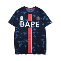 Bape Mens Fashion Brand T Shirt Men Womens Camouflage Blue Print Tees High Street Clothing Size M-2XL