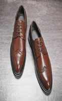 Dress Shoes DXKZMCM Handmade Men Oxfords Leather Brown Formal Office Business Wedding Loafers7668454