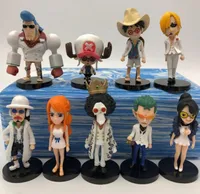 9PCSSESS كل سلسلة أحداث One Piece Action Luffy Zoro Nami Usopp Sanji Tony Chopper Nico Franky Brook Toys7874184