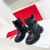 Shoes Designer Women ROMAN STUD CALFSKIN COMBAT BOOT lady ankle boot Leather Granulated Rivet boots Winter valentinoes valentinoity BLB