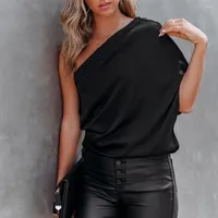 Women's Blouses Breathable Trendy Skew Collar Half Sleeve Pullover Blouse Moisture-wicking Elegant Loose Streetwear