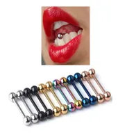 10pcsset Colorful Stainless Steel Long Industrial Barbell Ring Tongue Nipple Bar Tragus Helix Ear Piercing Body piercing Jewelry9018043