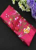 Embroidery Flower Birds Jewelry Travel Roll Up Bag Large Portable Cosmetic Bag Zipper Drawstring Makeup Storage Bag Pouch2867565